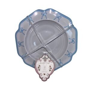 Shabby Chic Baby Blue Bow Coquette Melamine Plastic Bowls Set of Four 10"